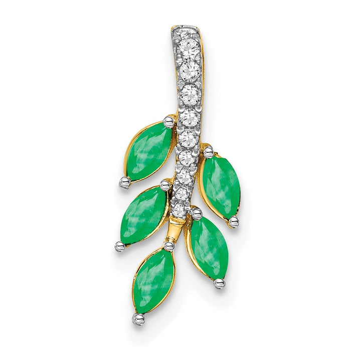 14k Emerald and Diamond Leaf Chain Slide-PM7249-EM-007-YA