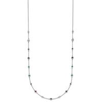 14k White Gold Ruby/Sapph/Emerald/Wht. Topaz 18in. Station Necklace-PM7252-RSE-W