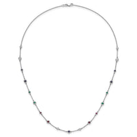 14k White Gold Ruby/Sapph/Emerald/Wht. Topaz 18in. Station Necklace-PM7252-RSE-W
