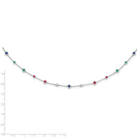 14k White Gold Ruby/Sapph/Emerald/Wht. Topaz 18in. Station Necklace-PM7252-RSE-W