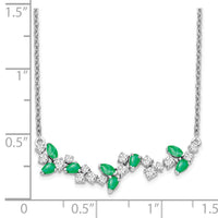 14k White Gold Emerald and Diamond 18in. Floral Bar Necklace-PM7254-EM-038-WA