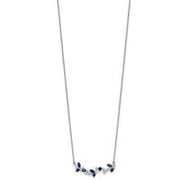 14k White Gold Sapphire and Diamond 18in. Floral Bar Necklace-PM7254-SA-038-WA
