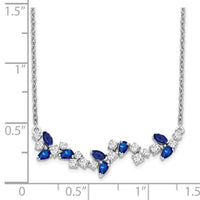 14k White Gold Sapphire and Diamond 18in. Floral Bar Necklace-PM7254-SA-038-WA