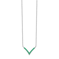 14k White Gold Emerald 18in. V-Necklace-PM7255-EM-W