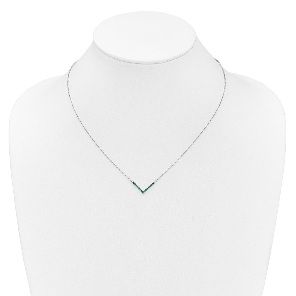 14k White Gold Emerald 18in. V-Necklace-PM7255-EM-W