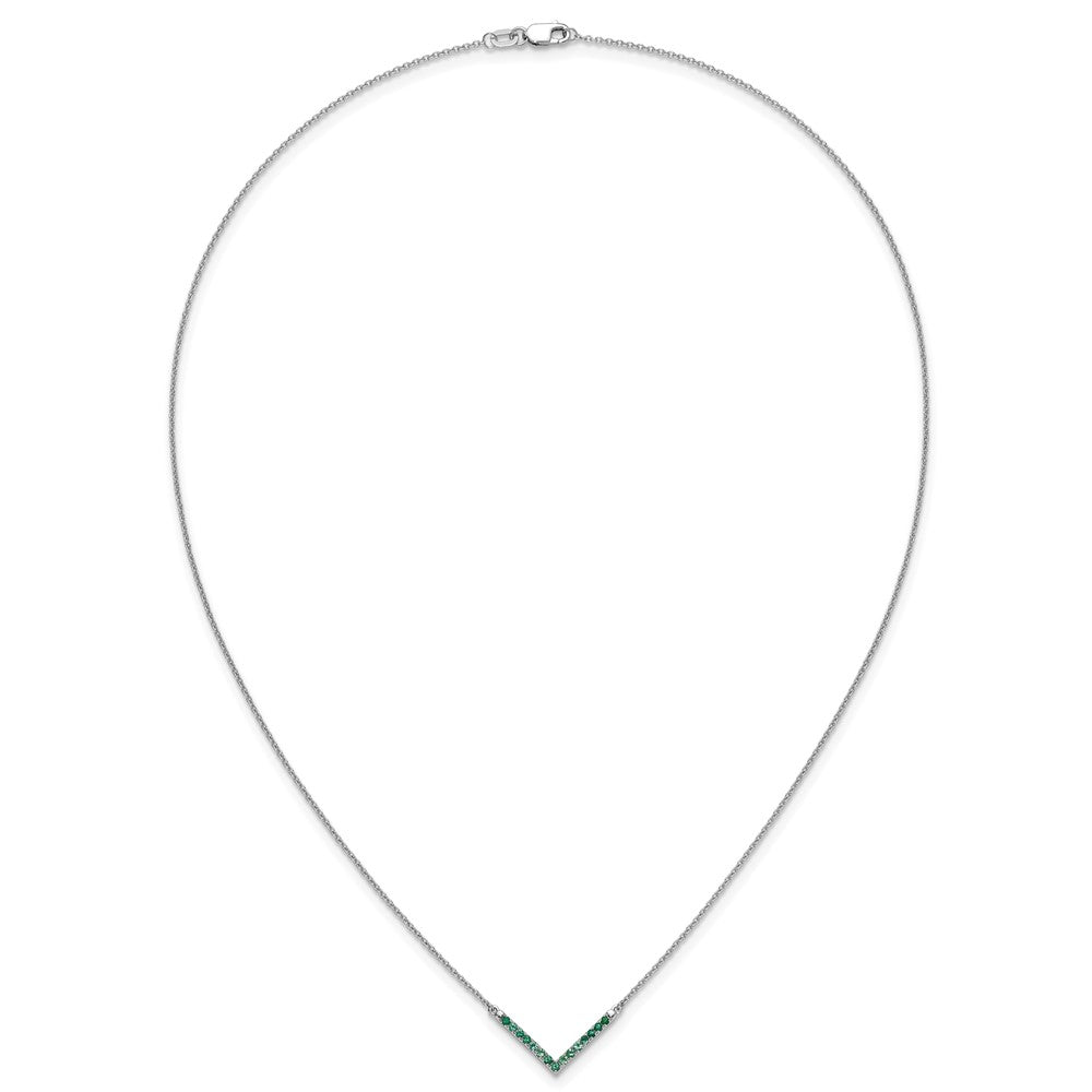 14k White Gold Emerald 18in. V-Necklace-PM7255-EM-W