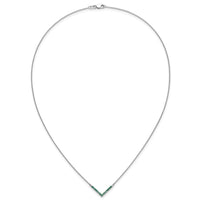 14k White Gold Emerald 18in. V-Necklace-PM7255-EM-W