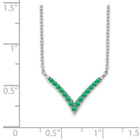 14k White Gold Emerald 18in. V-Necklace-PM7255-EM-W