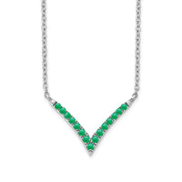 14k White Gold Emerald 18in. V-Necklace-PM7255-EM-W