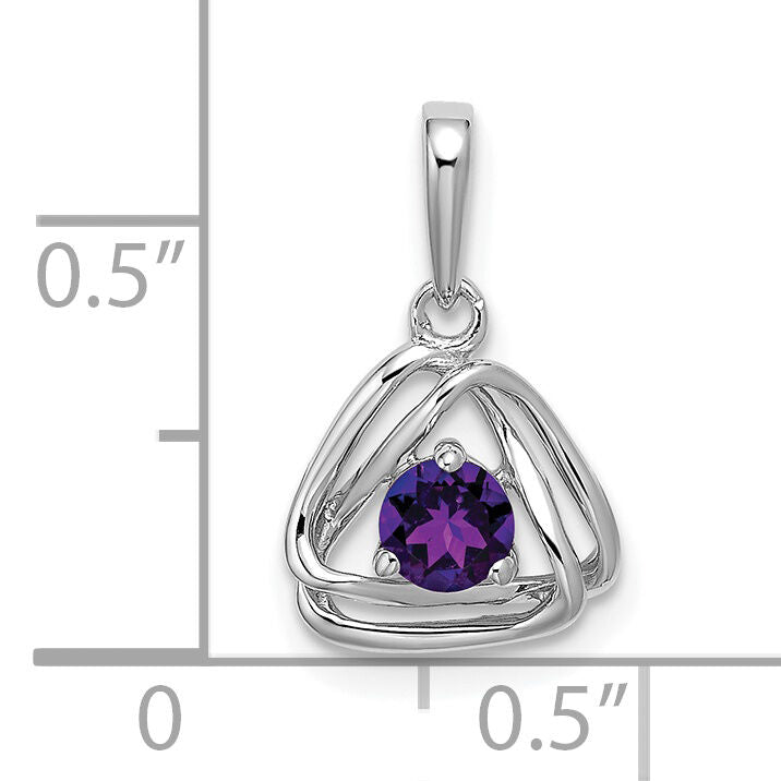 14k White Gold Amethyst Triangle Pendant-PM7395-AM-W