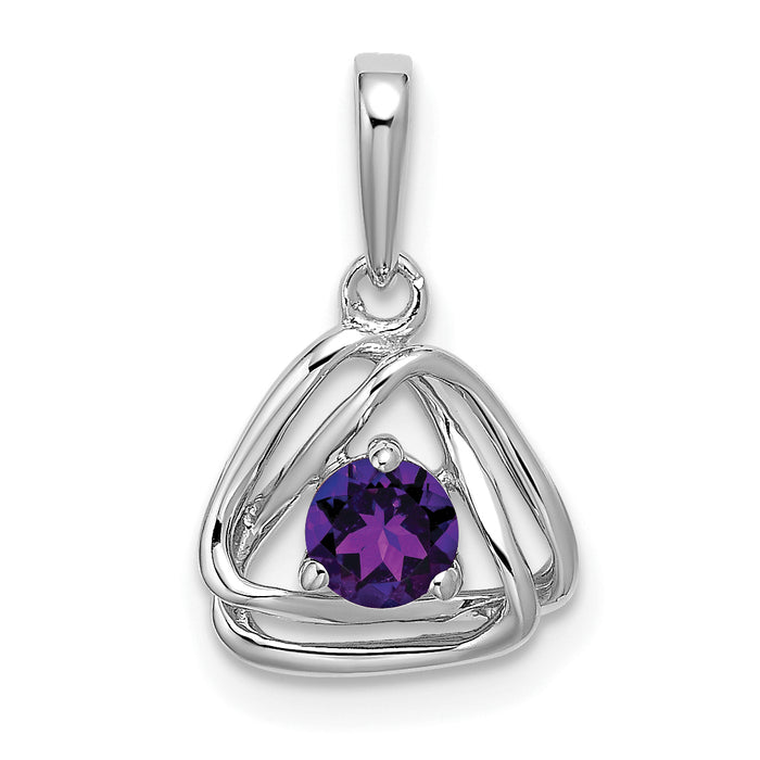 14k White Gold Amethyst Triangle Pendant-PM7395-AM-W