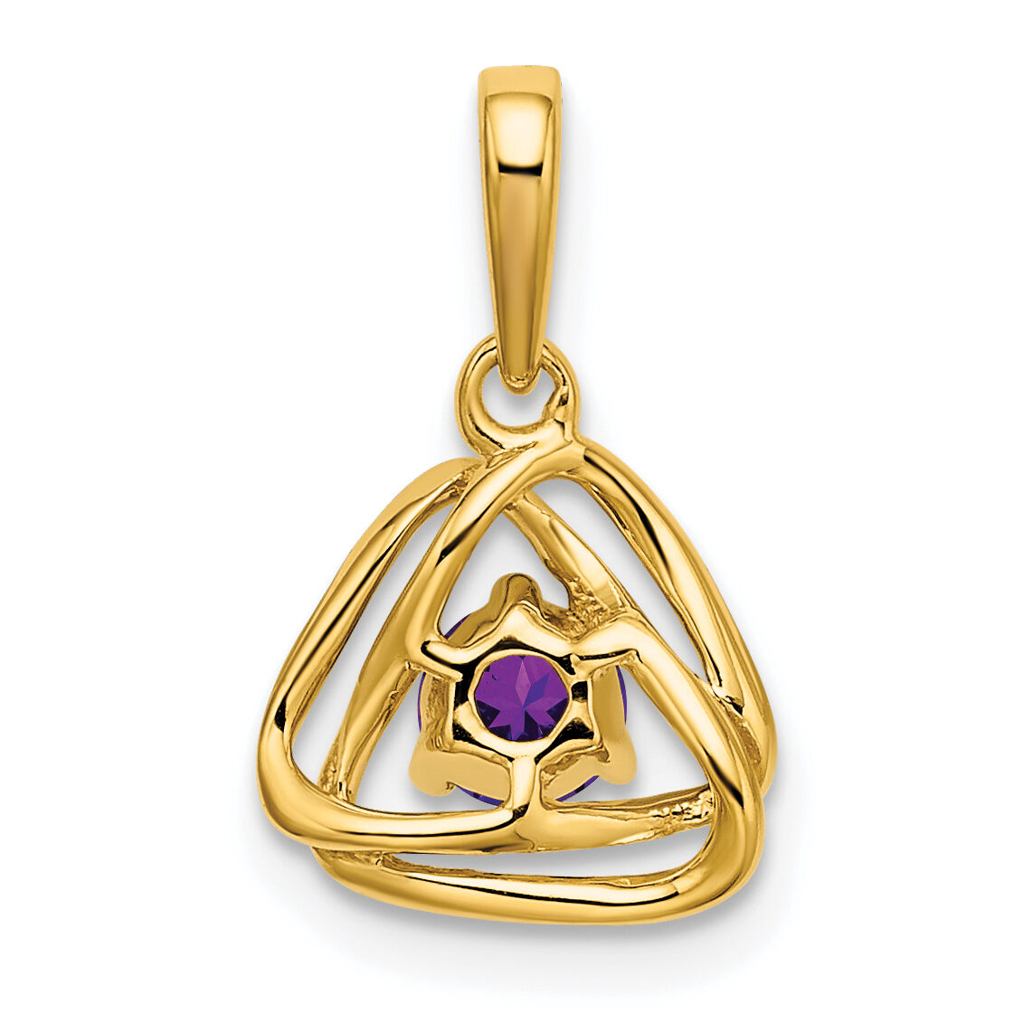 14k Amethyst Triangle Pendant-PM7395-AM-Y