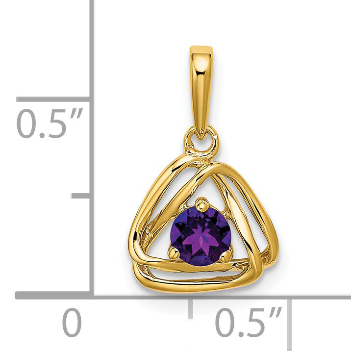 14k Amethyst Triangle Pendant-PM7395-AM-Y