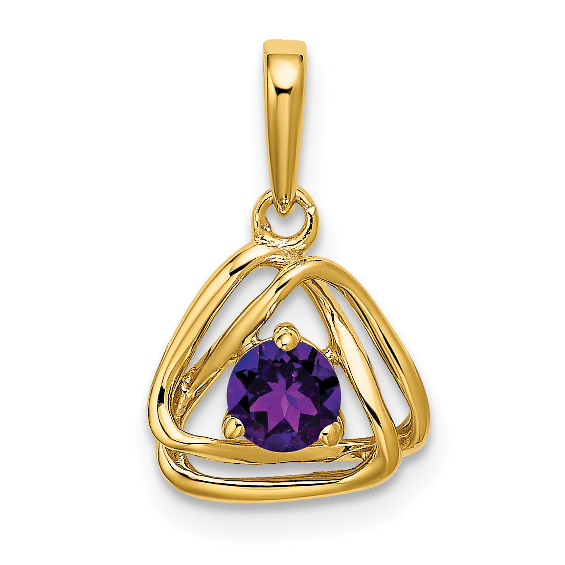 14k Amethyst Triangle Pendant-PM7395-AM-Y