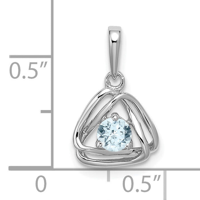 14k White Gold Aquamarine Triangle Pendant-PM7395-AQ-W