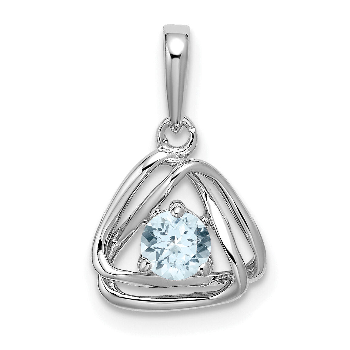 14k White Gold Aquamarine Triangle Pendant-PM7395-AQ-W