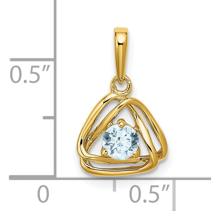 14k Aquamarine Triangle Pendant-PM7395-AQ-Y