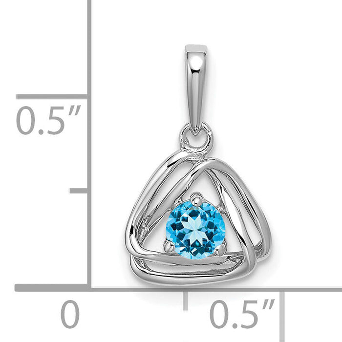 14k White Gold Blue Topaz Triangle Pendant-PM7395-BT-W