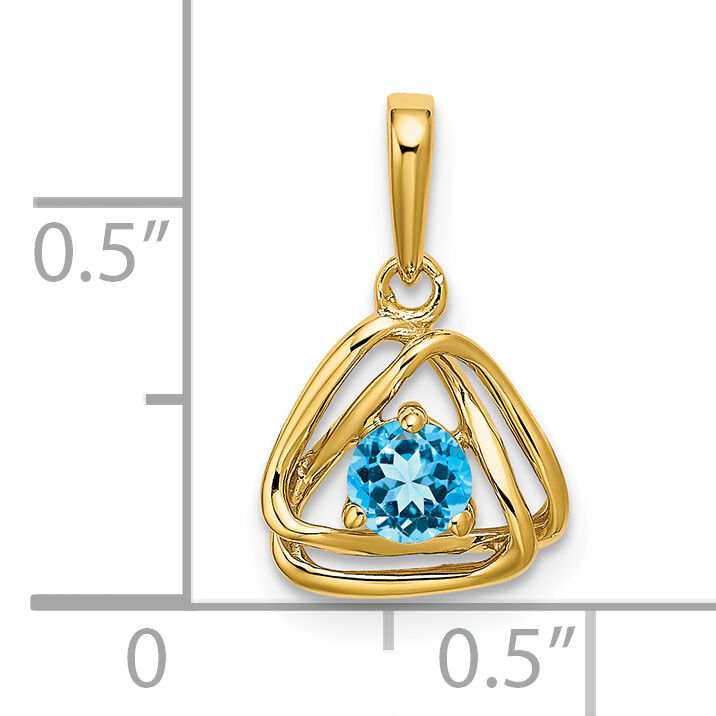 14k Blue Topaz Triangle Pendant-PM7395-BT-Y