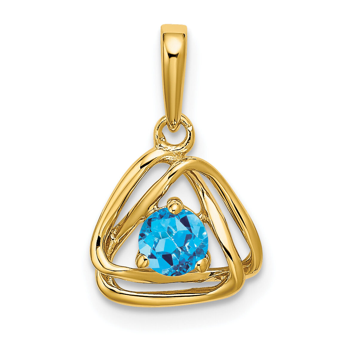 14k Blue Topaz Triangle Pendant-PM7395-BT-Y
