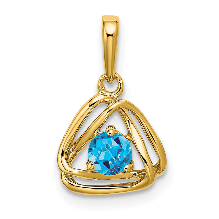 14k Blue Topaz Triangle Pendant-PM7395-BT-Y