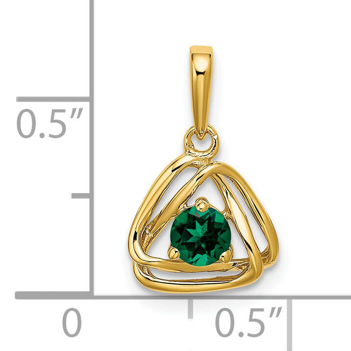 14k Created Emerald Triangle Pendant-PM7395-CEM-Y