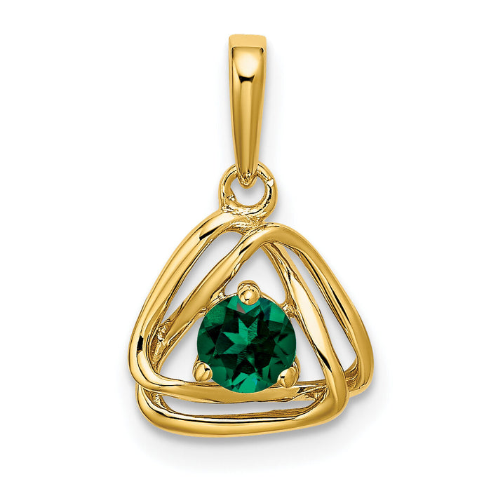 14k Created Emerald Triangle Pendant-PM7395-CEM-Y
