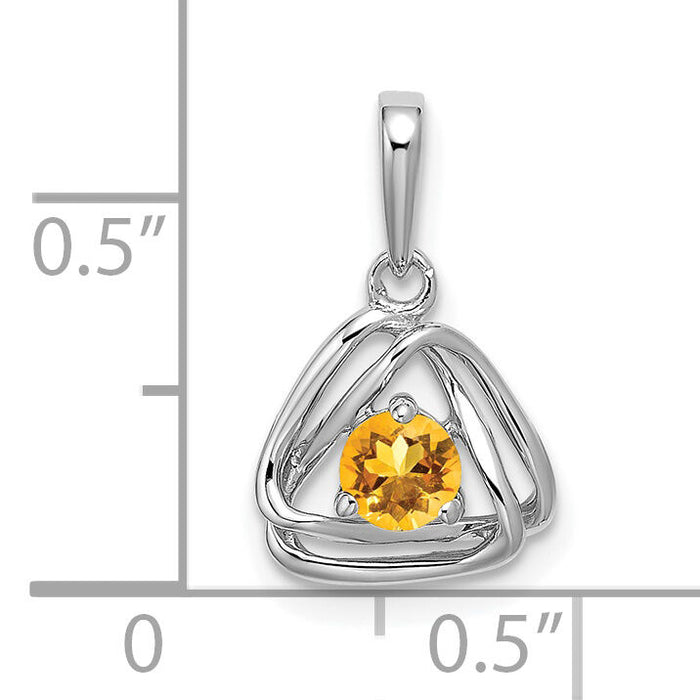 14k White Gold Citrine Triangle Pendant-PM7395-CI-W