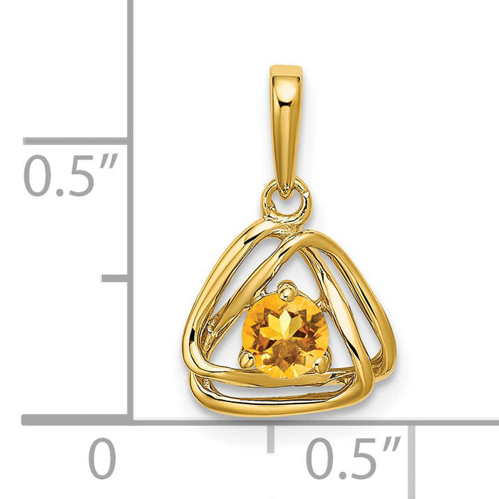 14k Citrine Triangle Pendant-PM7395-CI-Y