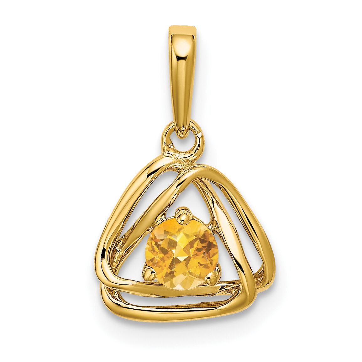 14k Citrine Triangle Pendant-PM7395-CI-Y