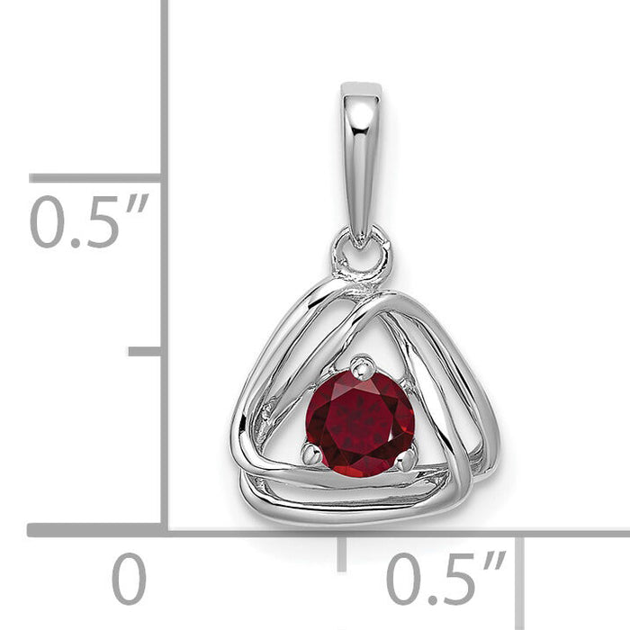 14k White Gold Created Ruby Triangle Pendant-PM7395-CRU-W