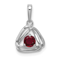 14k White Gold Created Ruby Triangle Pendant-PM7395-CRU-W