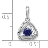 14k White Gold Created Sapphire Triangle Pendant-PM7395-CSA-W