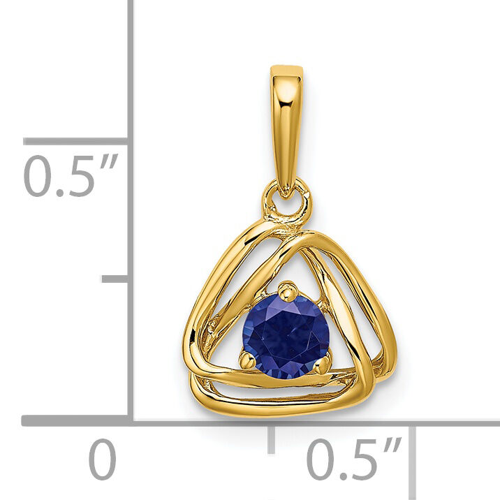 14k Created Sapphire Triangle Pendant-PM7395-CSA-Y
