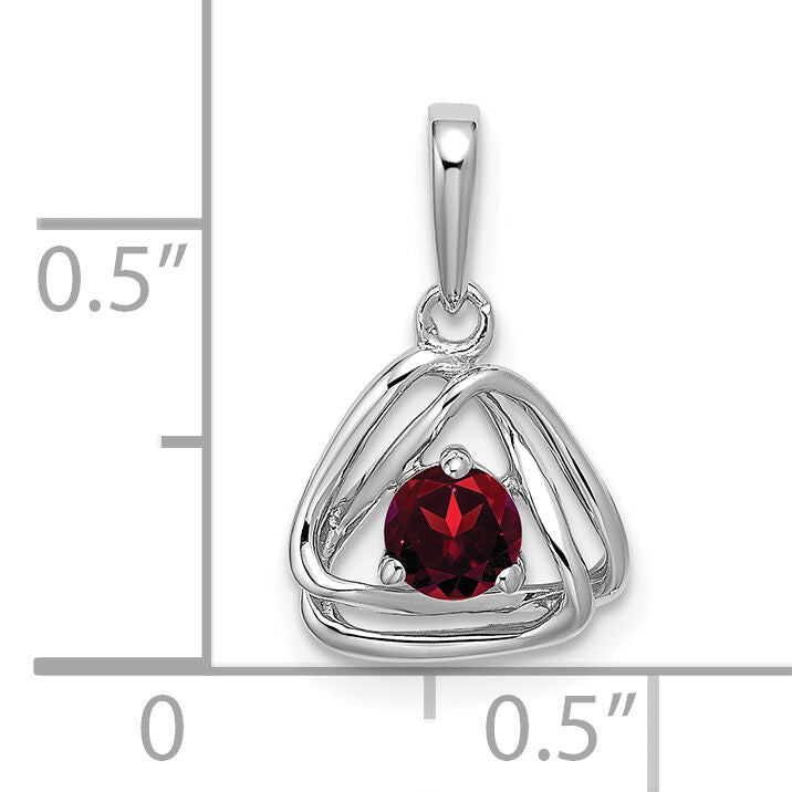 14k White Gold Garnet Triangle Pendant-PM7395-GA-W