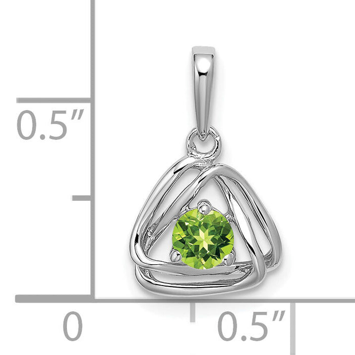 14k White Gold Peridot Triangle Pendant-PM7395-PE-W