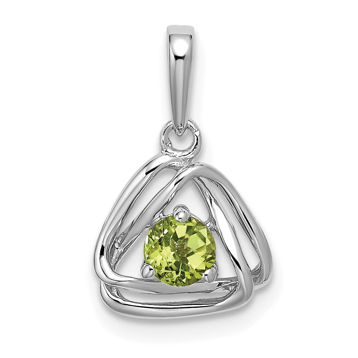 14k White Gold Peridot Triangle Pendant-PM7395-PE-W