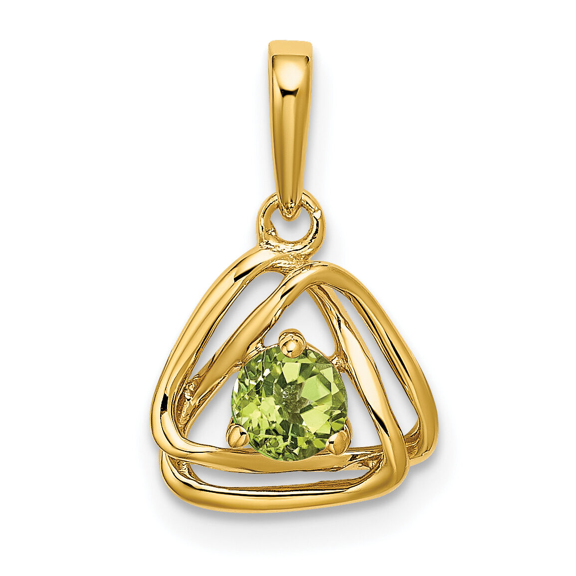 14k Peridot Triangle Pendant-PM7395-PE-Y