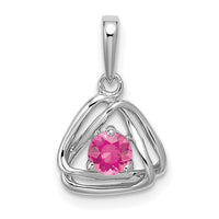 14k White Gold Pink Tourmaline Triangle Pendant-PM7395-PT-W