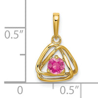 14k Pink Tourmaline Triangle Pendant-PM7395-PT-Y