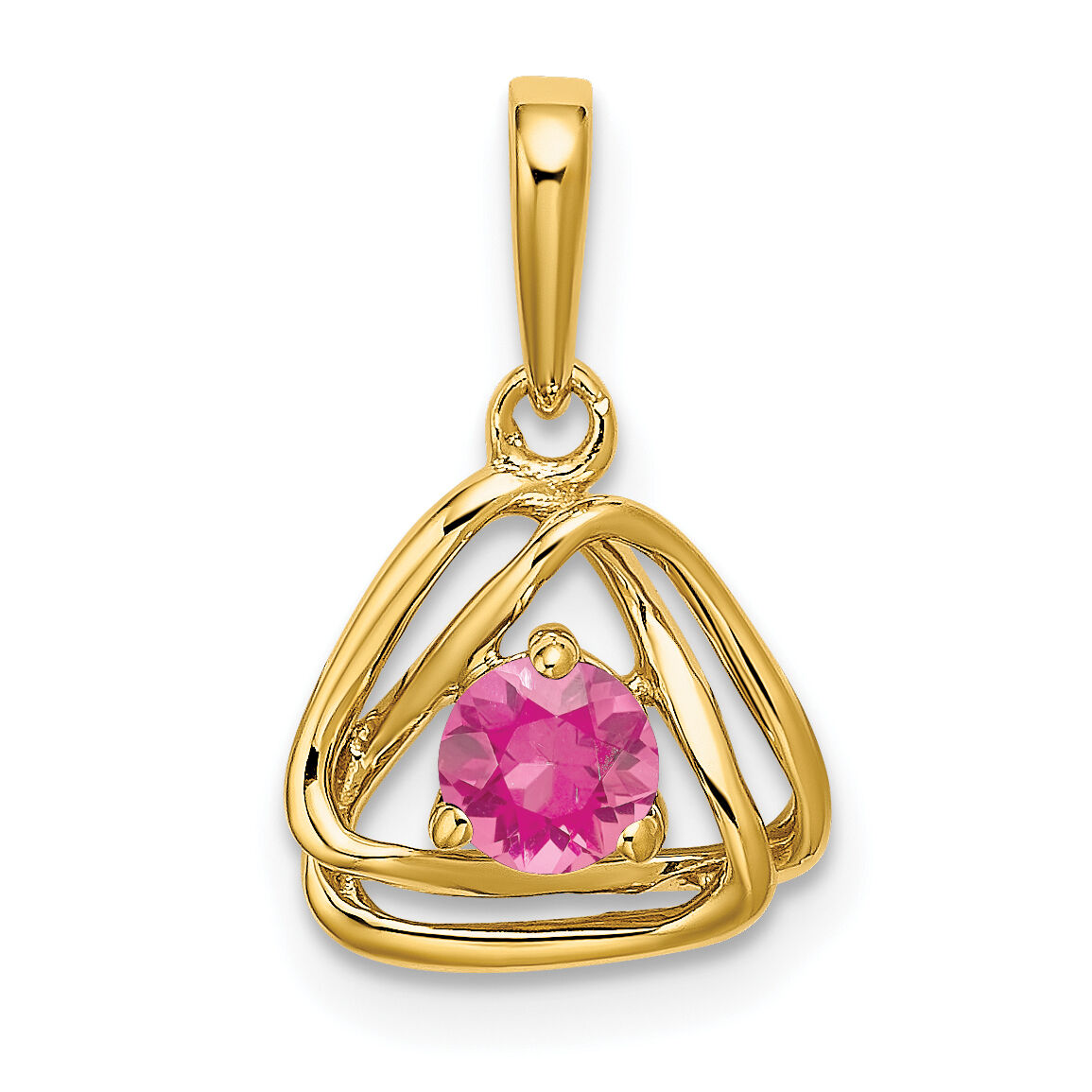 14k Pink Tourmaline Triangle Pendant-PM7395-PT-Y