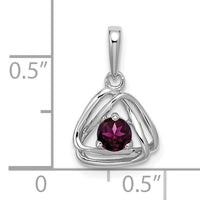 14k White Gold Rhodolite Garnet Triangle Pendant-PM7395-RG-W