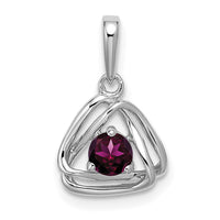 14k White Gold Rhodolite Garnet Triangle Pendant-PM7395-RG-W