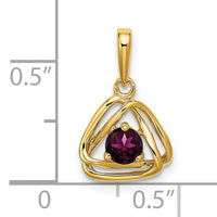 14k Rhodolite Garnet Triangle Pendant-PM7395-RG-Y