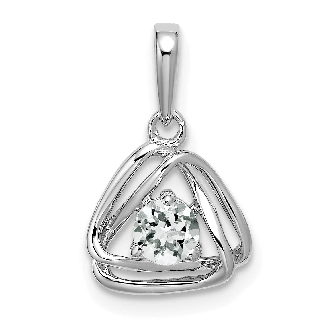14k White Gold White Topaz Triangle Pendant-PM7395-WT-W