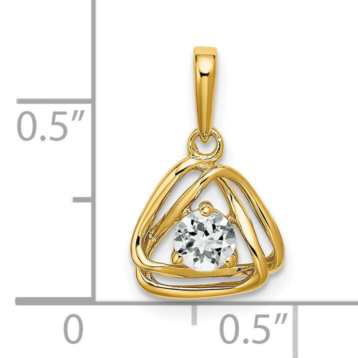 14k White Topaz Triangle Pendant-PM7395-WT-Y