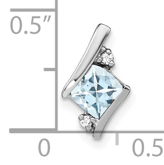 14K White Gold  Cushion Aquamarine and Diamond Chain Slide-PM7398-AQ-002-WA