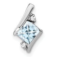 14K White Gold  Cushion Aquamarine and Diamond Chain Slide-PM7398-AQ-002-WA