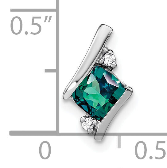 14K White Gold  Cushion Cr. Alexandrite and Diamond Chain Slide-PM7398-CA-002-WA