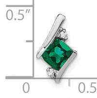 14K White Gold  Cushion Cr. Emerald and Diamond Chain Slide-PM7398-CEM-002-WA